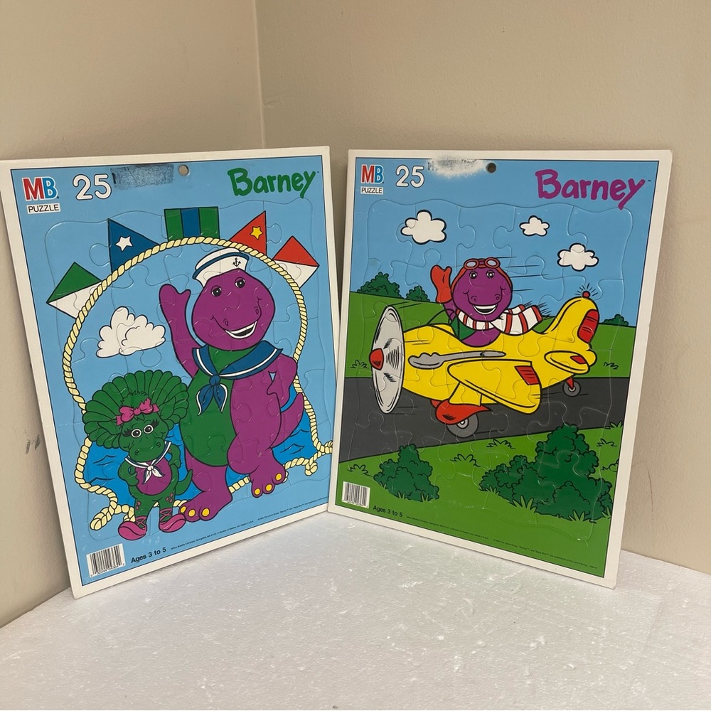 Vintage Mattel Barney The Dinosaur Kids Puzzles 1993 Lot of 2